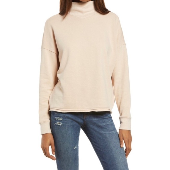 Madewell Sweaters - Madewell Avalon Pink Hemp-Cotton Mockneck Sweatshirt Size‎ Medium
